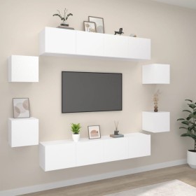 TV furniture set 8 pieces white plywood by , TV Furniture - Ref: Foro24-3114214, Price: 278,00 €, Discount: %