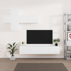 TV furniture set 7 pieces white plywood by , TV Furniture - Ref: Foro24-3114510, Price: 198,99 €, Discount: %