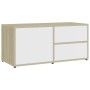 Mueble para TV madera contrachapada blanco y roble 80x34x36 cm de , Muebles TV - Ref: Foro24-801855, Precio: 50,67 €, Descuen...