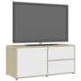 Mueble para TV madera contrachapada blanco y roble 80x34x36 cm de , Muebles TV - Ref: Foro24-801855, Precio: 50,67 €, Descuen...