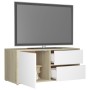 Mueble para TV madera contrachapada blanco y roble 80x34x36 cm de , Muebles TV - Ref: Foro24-801855, Precio: 50,67 €, Descuen...