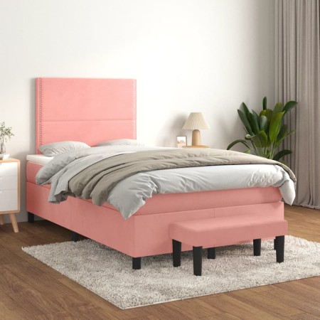 Cama box spring con colchón terciopelo rosa 120x200 cm de , Camas y somieres - Ref: Foro24-3137778, Precio: 463,12 €, Descuen...