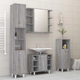 Sonoma gray plywood 4-piece bathroom cabinet set by , Bathroom furniture - Ref: Foro24-3187613, Price: 263,42 €, Discount: %