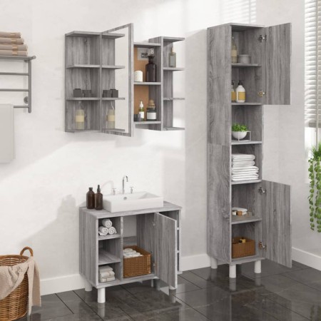 Set de muebles de baño 3 pzas madera contrachapada gris sonoma de , Muebles de baño - Ref: Foro24-3187607, Precio: 212,55 €, ...