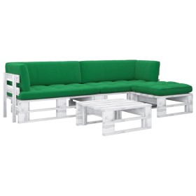 4-piece pallet furniture and white impregnated pine wood cushions by , Garden sets - Ref: Foro24-3066786, Price: 288,99 €, Di...