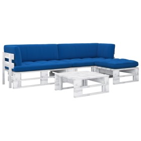 4-piece pallet furniture and white impregnated pine wood cushions by , Garden sets - Ref: Foro24-3066790, Price: 292,99 €, Di...