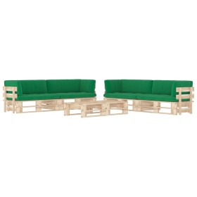 6-piece pallet furniture and impregnated pine wood cushions by , Garden sets - Ref: Foro24-3067038, Price: 443,21 €, Discount: %