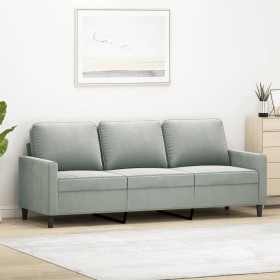 3-Sitzer-Sofa aus hellgrauem Samt, 180 cm von , Sofas - Ref: Foro24-359209, Preis: 301,90 €, Rabatt: %