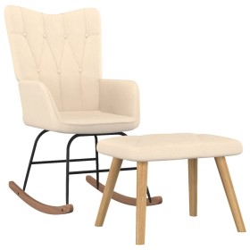 Rocking chair with footrest in cream fabric by , Rocking chairs - Ref: Foro24-327624, Price: 121,13 €, Discount: %