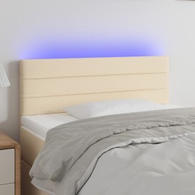 Cream fabric headboard with LED 100x5x78/88 cm by vidaXL, Headboards and footboards - Ref: Foro24-3121747, Price: 51,68 €, Di...