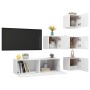 White engineered wood 5-piece TV living room furniture set by , TV Furniture - Ref: Foro24-3078722, Price: 151,54 €, Discount: %