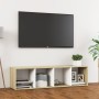 Mueble TV madera contrachapada blanco y roble 142,5x35x36,5 cm de , Muebles TV - Ref: Foro24-805548, Precio: 59,31 €, Descuen...