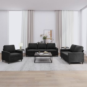 3-piece black velvet sofa set with cushions by , Sofas - Ref: Foro24-3201481, Price: 668,99 €, Discount: %