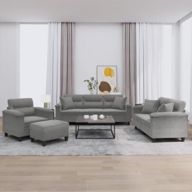 Sofa set with cushions 4 pieces dark gray microfiber fabric by , Sofas - Ref: Foro24-3202310, Price: 825,03 €, Discount: %