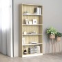 5-tier white and oak plywood shelf 80x24x175 cm by , Bookcases and shelves - Ref: Foro24-800923, Price: 101,59 €, Discount: %