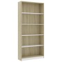 5-tier white and oak plywood shelf 80x24x175 cm by , Bookcases and shelves - Ref: Foro24-800923, Price: 95,99 €, Discount: %