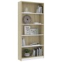 5-tier white and oak plywood shelf 80x24x175 cm by , Bookcases and shelves - Ref: Foro24-800923, Price: 95,99 €, Discount: %