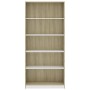 5-tier white and oak plywood shelf 80x24x175 cm by , Bookcases and shelves - Ref: Foro24-800923, Price: 95,99 €, Discount: %