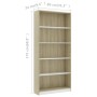 5-tier white and oak plywood shelf 80x24x175 cm by , Bookcases and shelves - Ref: Foro24-800923, Price: 95,99 €, Discount: %