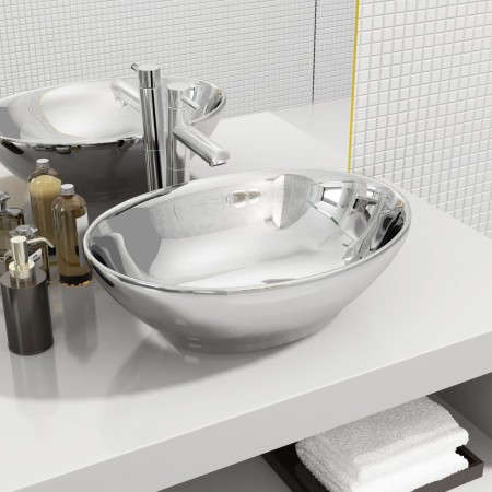 Lavabo de cerámica plateado 40x33x13,5 cm de vidaXL, Lavabos - Ref: Foro24-143473, Precio: 67,02 €, Descuento: %