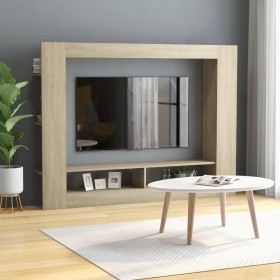 Oak-colored plywood TV cabinet 152x22x113 cm by , TV Furniture - Ref: Foro24-800741, Price: 72,27 €, Discount: %