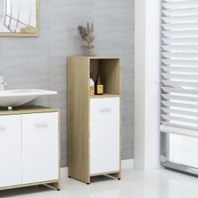 Badezimmerschrank aus Sperrholz in Weiß und Eiche, 30 x 30 x 95 cm von , Badezimmermöbel - Ref: Foro24-802593, Preis: 49,99 €...