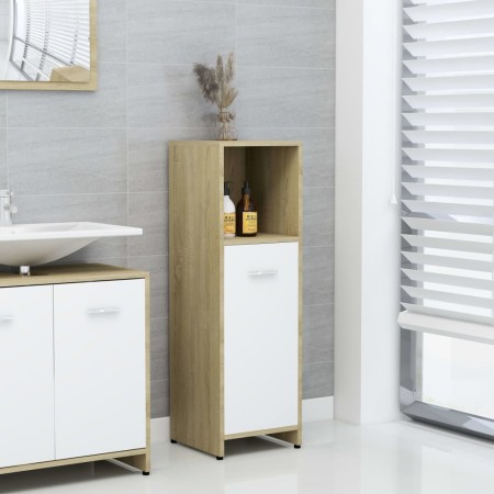 Armario de baño madera contrachapada blanco y roble 30x30x95 cm de , Muebles de baño - Ref: Foro24-802593, Precio: 50,89 €, D...