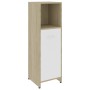 Armario de baño madera contrachapada blanco y roble 30x30x95 cm de , Muebles de baño - Ref: Foro24-802593, Precio: 50,89 €, D...