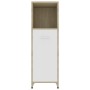 Armario de baño madera contrachapada blanco y roble 30x30x95 cm de , Muebles de baño - Ref: Foro24-802593, Precio: 50,89 €, D...