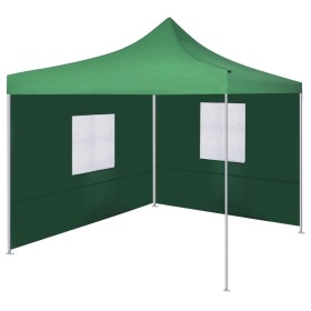 Folding gazebo with 2 walls green 3x3 m by vidaXL, Tents and gazebos - Ref: Foro24-44962, Price: 165,07 €, Discount: %