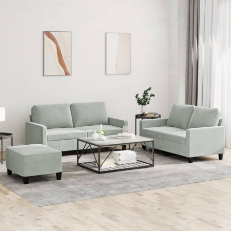 Sofa set with cushions 3 pieces light gray velvet by , Sofas - Ref: Foro24-3201506, Price: 482,40 €, Discount: %