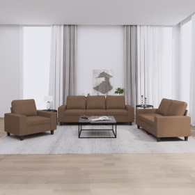 3-piece sofa set brown fabric by , Sofas - Ref: Foro24-3201869, Price: 752,58 €, Discount: %