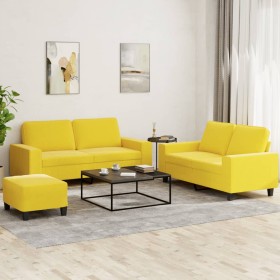 3-piece sofa set light yellow fabric by , Sofas - Ref: Foro24-3201895, Price: 478,99 €, Discount: %