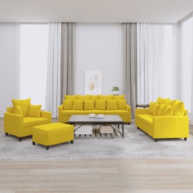 Yellow velvet 4-piece sofa set with cushions by , Sofas - Ref: Foro24-3201696, Price: 705,60 €, Discount: %