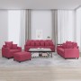 Sofa set with cushions 4 pieces red velvet by , Sofas - Ref: Foro24-3201694, Price: 704,44 €, Discount: %