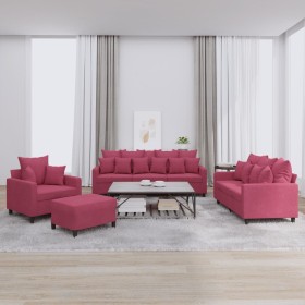 Sofa set with cushions 4 pieces red velvet by , Sofas - Ref: Foro24-3201694, Price: 683,99 €, Discount: %