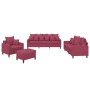 Sofagarnitur mit Kissen 4-teilig aus rotem Samt von , Sofas - Ref: Foro24-3201694, Preis: 683,99 €, Rabatt: %