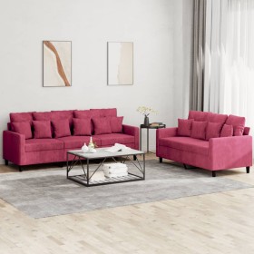 Sofa set with cushions 2 pieces red velvet by , Sofas - Ref: Foro24-3201724, Price: 492,99 €, Discount: %