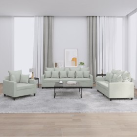 3-piece light gray velvet sofa set with cushions by , Sofas - Ref: Foro24-3201680, Price: 679,56 €, Discount: %