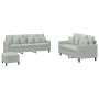 Sofagarnitur mit Kissen, 3-teilig, hellgrauer Samt von , Sofas - Ref: Foro24-3201730, Preis: 585,82 €, Rabatt: %