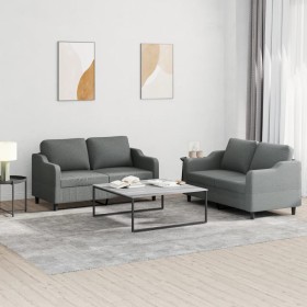 Sofagarnitur mit Kissen 2-teilig aus dunkelgrauem Stoff von , Sofas - Ref: Foro24-3201803, Preis: 456,99 €, Rabatt: %