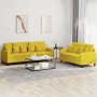 Yellow velvet 2-piece sofa set with cushions by , Sofas - Ref: Foro24-3201726, Price: 515,18 €, Discount: %