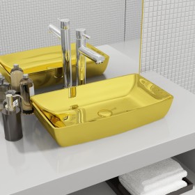 Washbasin 71x38x13.5 cm ceramic gold by vidaXL, Sinks - Ref: Foro24-143480, Price: 112,57 €, Discount: %