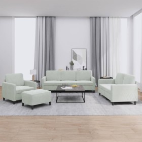 Light gray velvet 4-piece sofa set by , Sofas - Ref: Foro24-3201944, Price: 673,89 €, Discount: %