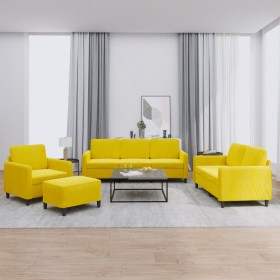 Yellow velvet 4-piece sofa set by , Sofas - Ref: Foro24-3201950, Price: 719,59 €, Discount: %