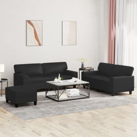 3-piece black synthetic leather sofa set by , Sofas - Ref: Foro24-3201919, Price: 540,99 €, Discount: %