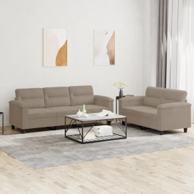 Sofagarnitur mit Kissen, 2-teilig, taupefarbener Mikrofaserstoff von , Sofas - Ref: Foro24-3202338, Preis: 554,99 €, Rabatt: %