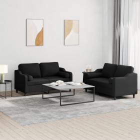 Sofagarnitur mit Kissen 2-teilig aus schwarzem Stoff von , Sofas - Ref: Foro24-3201822, Preis: 492,11 €, Rabatt: %