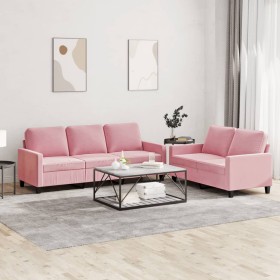 Pink velvet 2-piece sofa set with cushions by , Sofas - Ref: Foro24-3201519, Price: 537,99 €, Discount: %