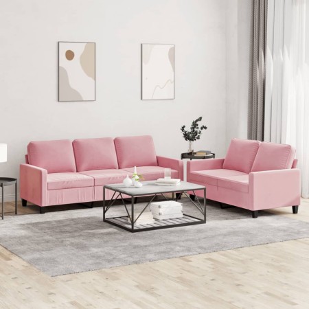 Pink velvet 2-piece sofa set with cushions by , Sofas - Ref: Foro24-3201519, Price: 541,37 €, Discount: %